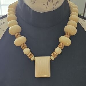 Vintage Cream and Brown Statement Necklace